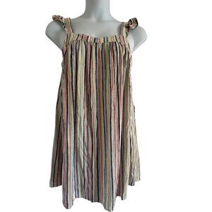 Papaya Dress Size 12 Linen Blend boho striped summer multicolored short